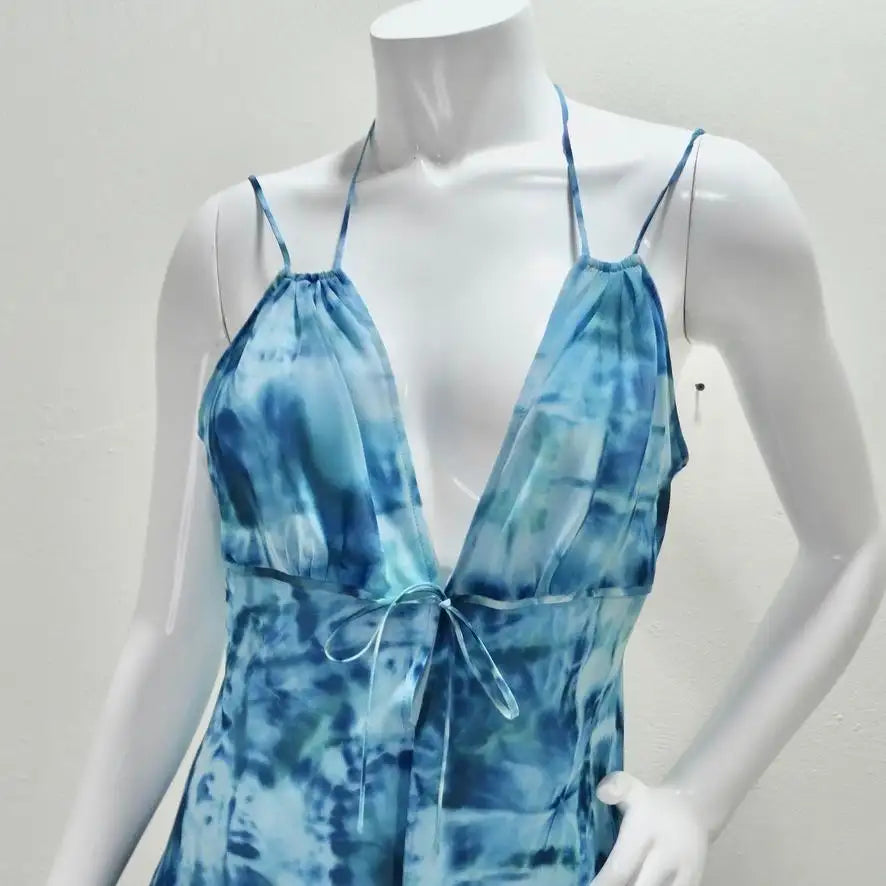 Escada Blue Tie Dye Strappy Sun Dress