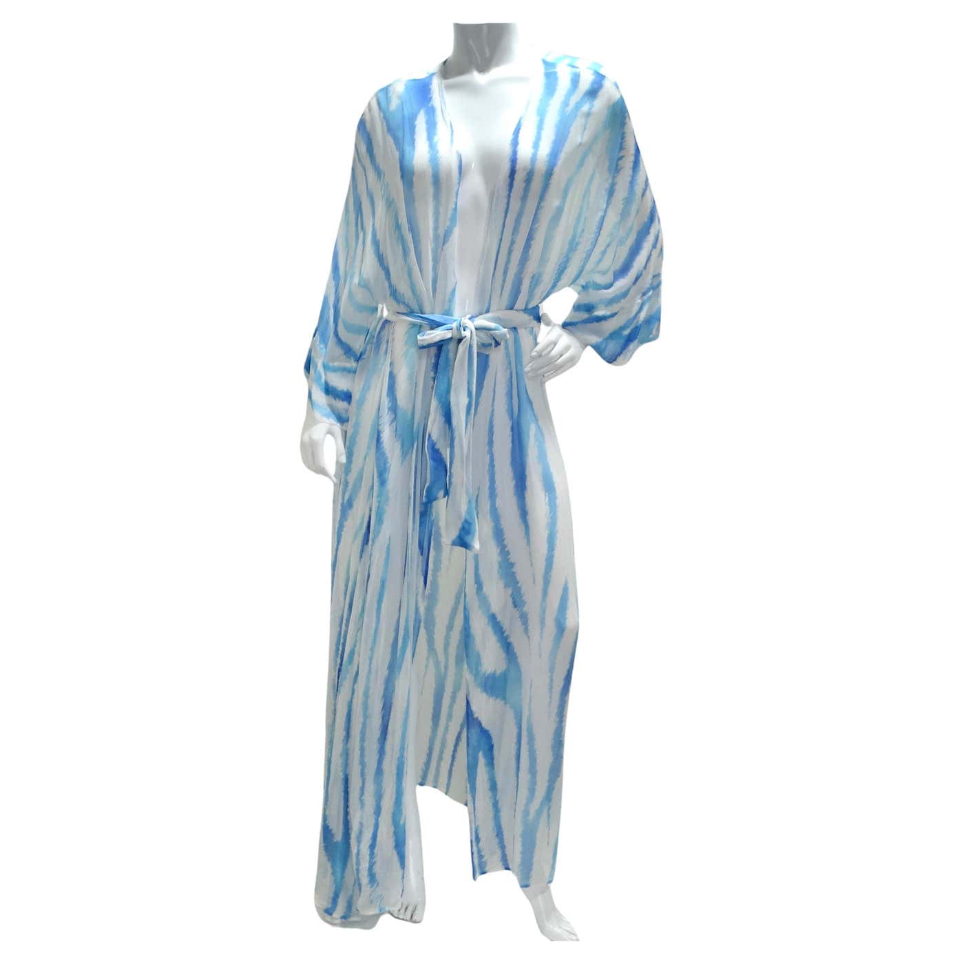 Retrofete Blue Zebra Silk Chiffon Robe