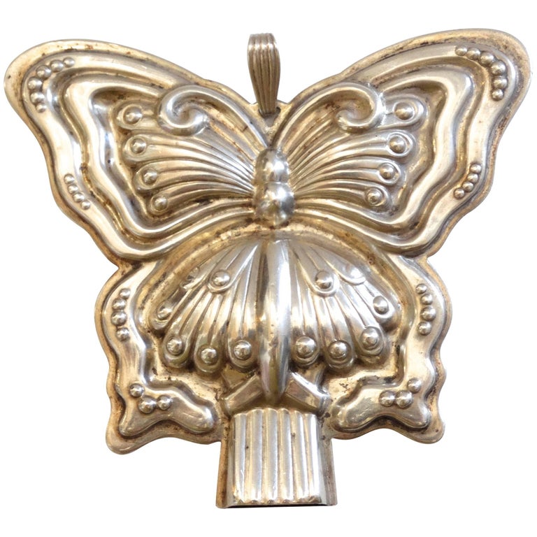 1980s Butterfly Silver Whistle Pendant