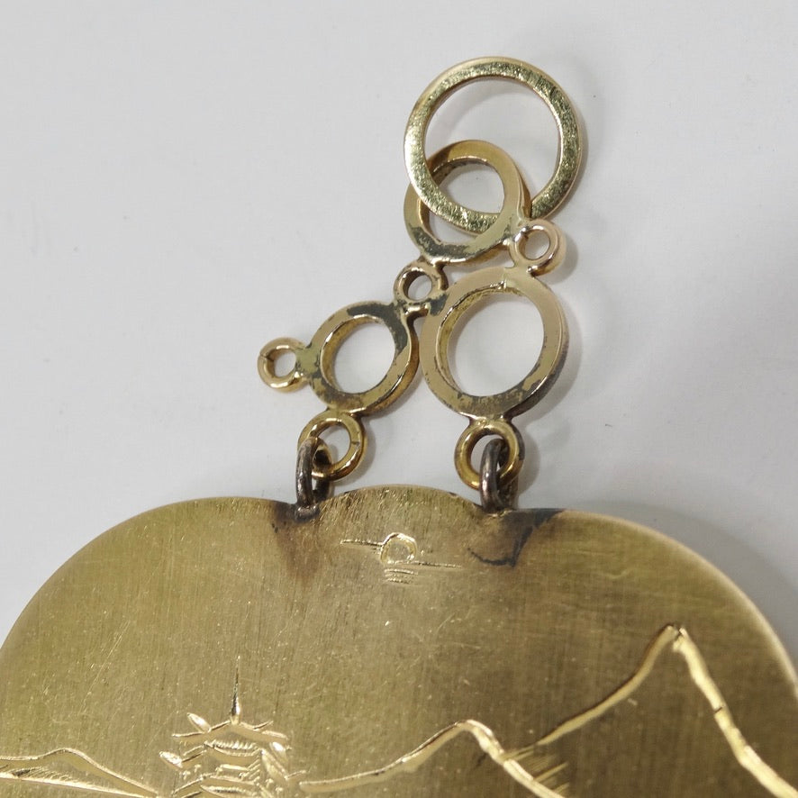 1980s 14K Gold Jade Heart Pendent