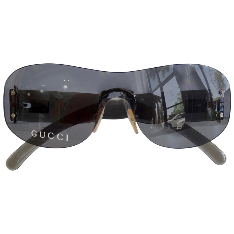 Gucci Black Rimless Shield Sunglasses