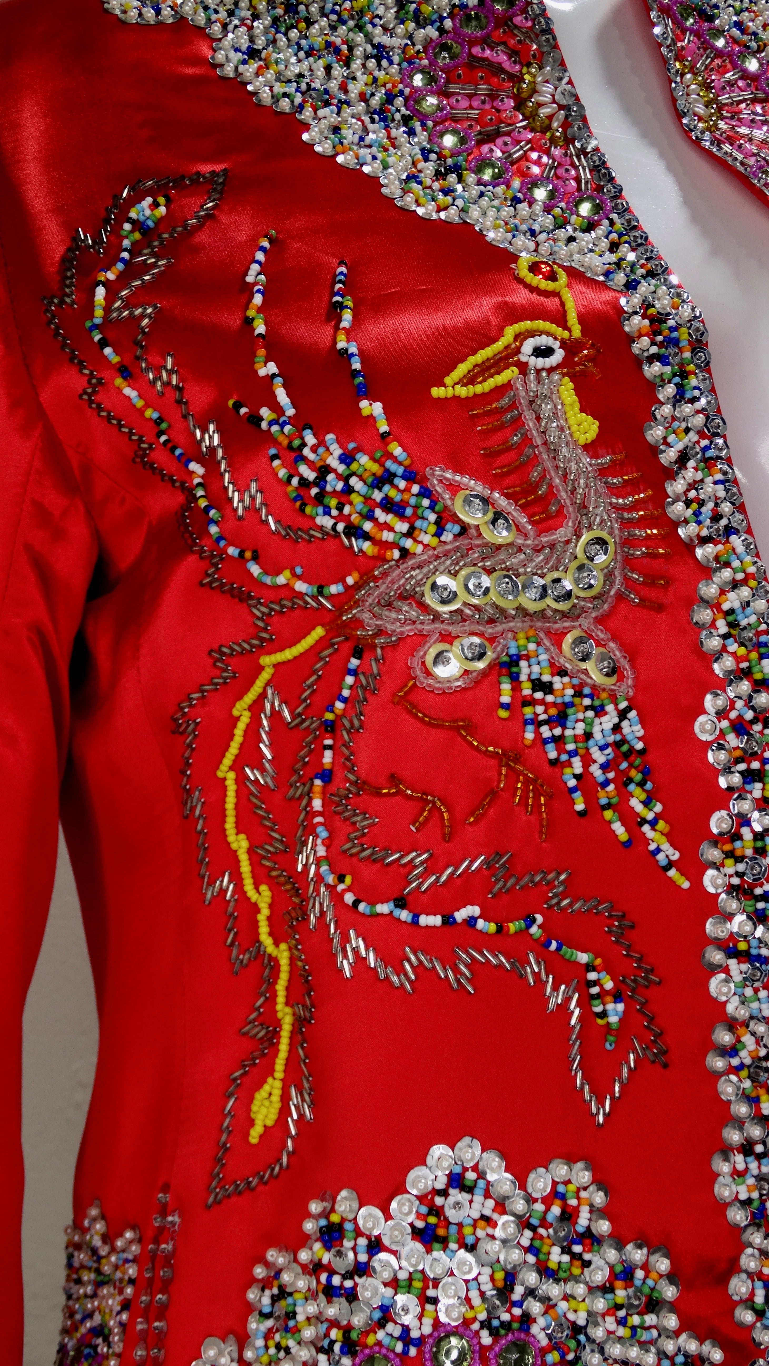 Dynasty 1960s Beaded Phoenix Satin Jacket