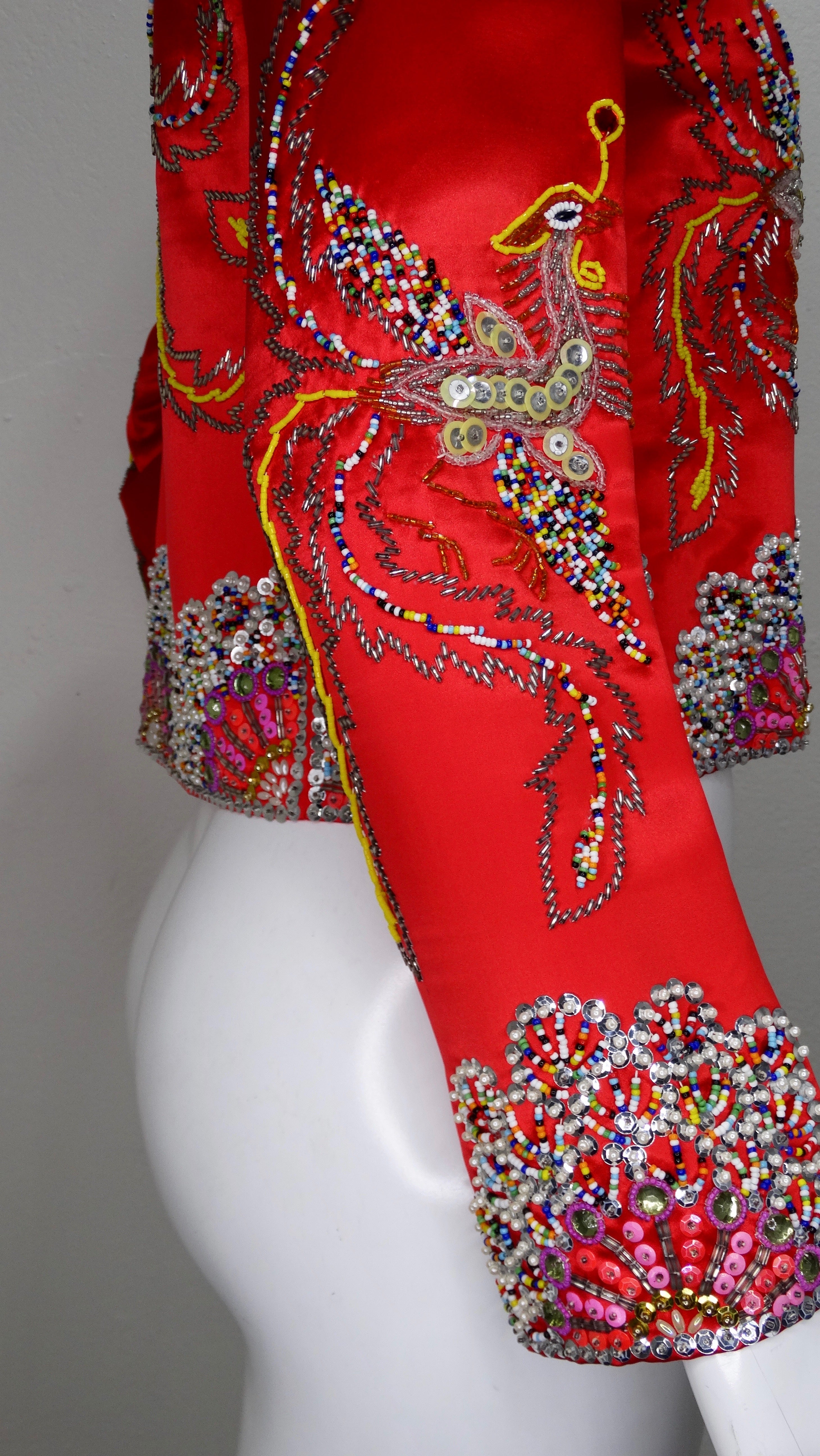 Dynasty 1960s Beaded Phoenix Satin Jacket