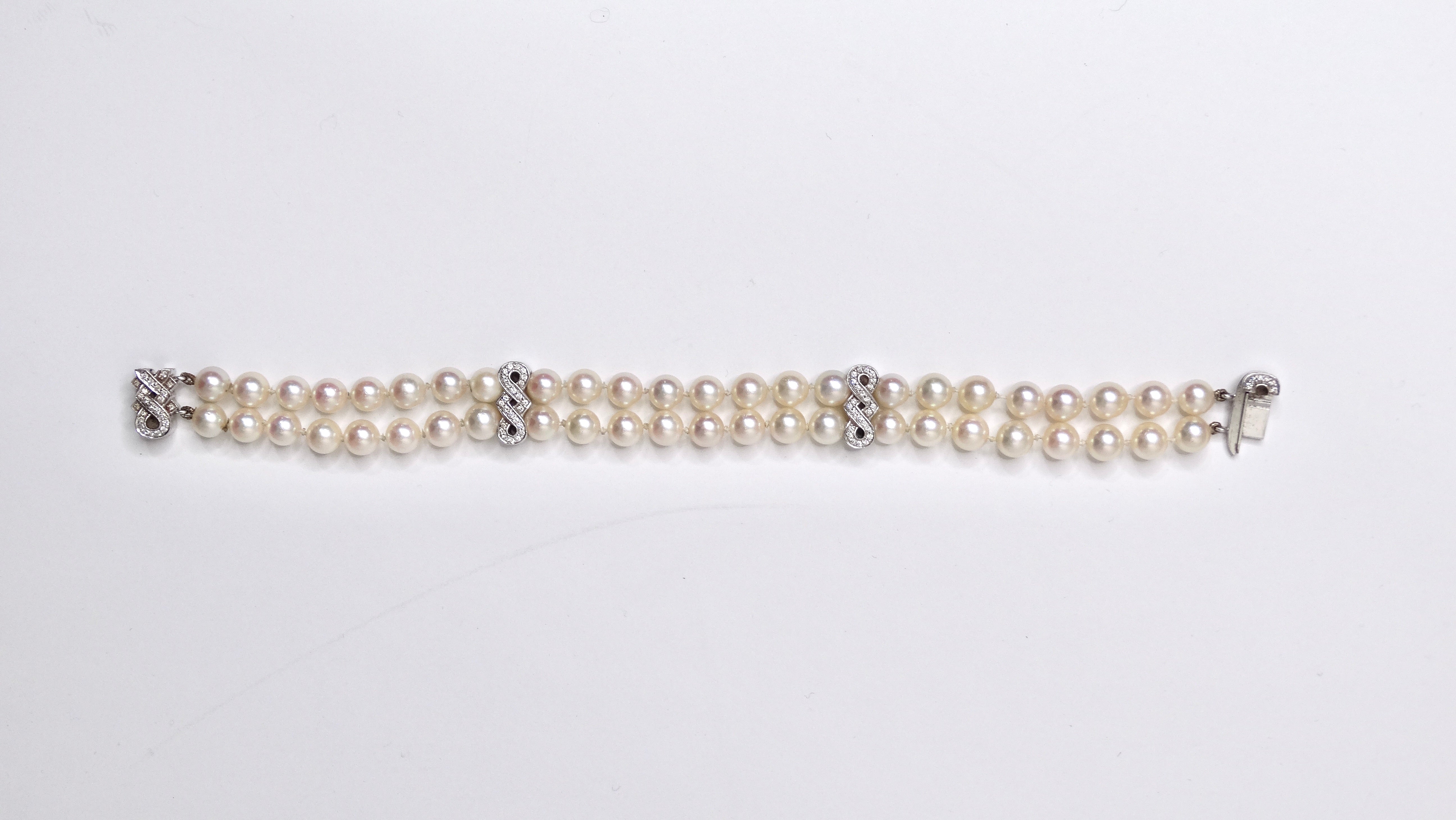 Freshwater Pearl & Diamond Beaded Double-Strand Bracelet