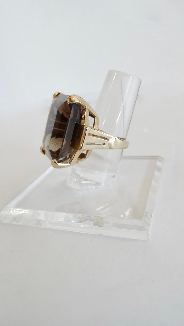 14K Yellow Gold Smoky Quartz Cocktail Ring