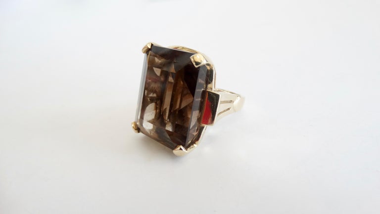 14K Yellow Gold Smoky Quartz Cocktail Ring