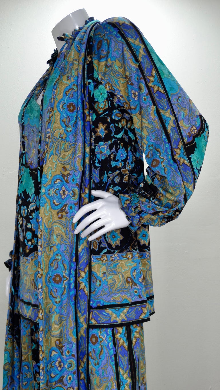 Leonard Paris 1970s Floral Print Silk Jersey Set