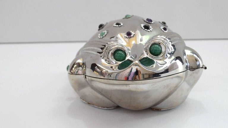 1980s Judith Leiber Silver Bullfrog Miniaudiere