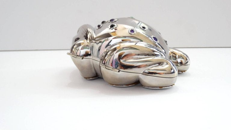 1980s Judith Leiber Silver Bullfrog Miniaudiere