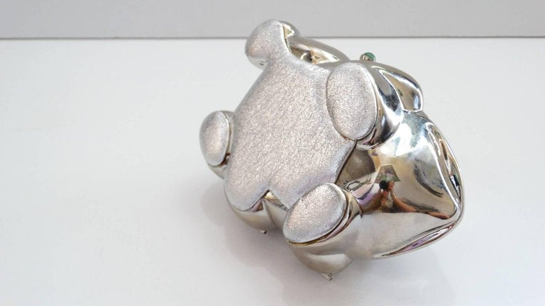 1980s Judith Leiber Silver Bullfrog Miniaudiere