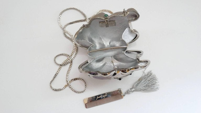 1980s Judith Leiber Silver Bullfrog Miniaudiere