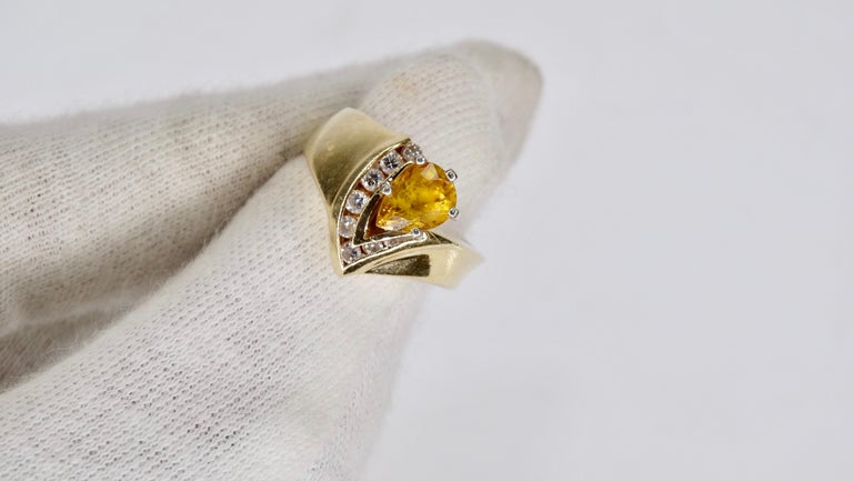 Citrine Diamond 14k Gold Ring