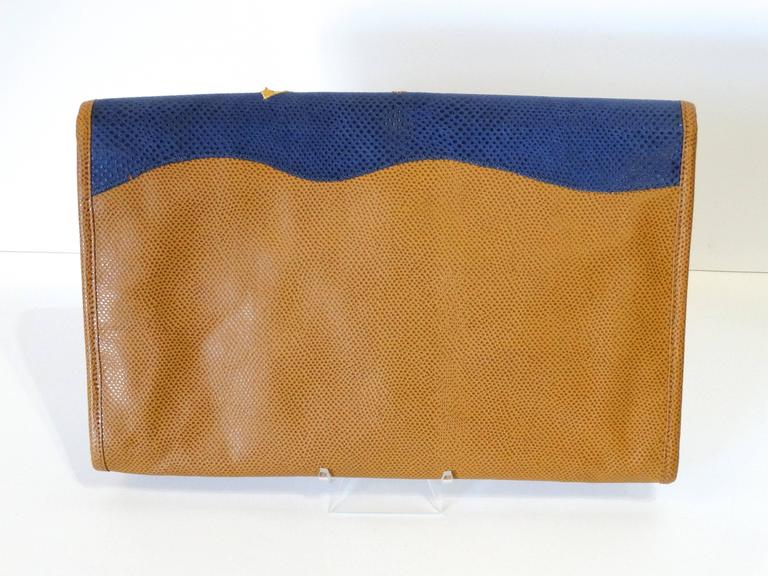 1980s CARLOS FALCHI Leather Snake Clutch