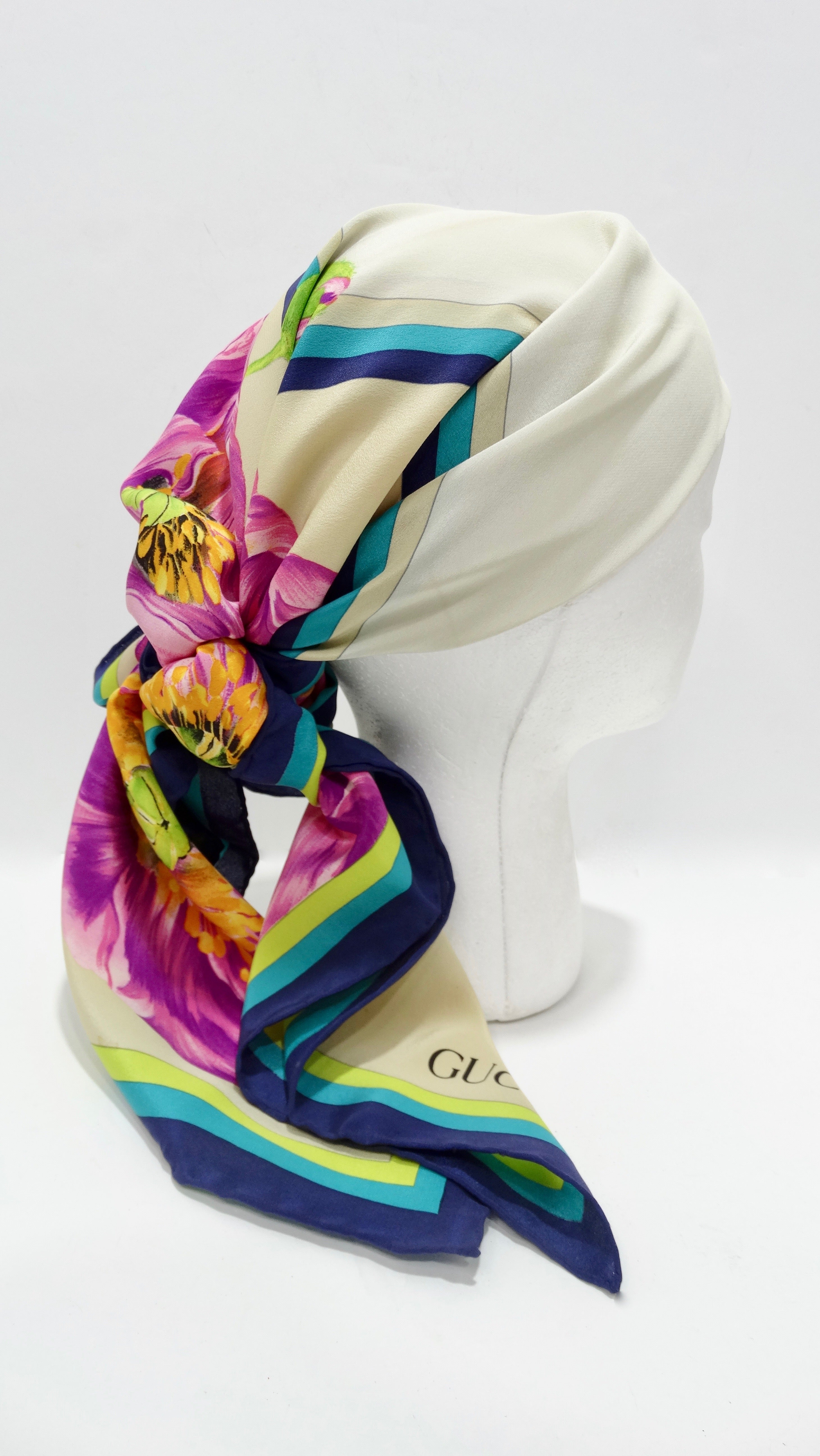 Gucci Purple Poppy Silk Scarf