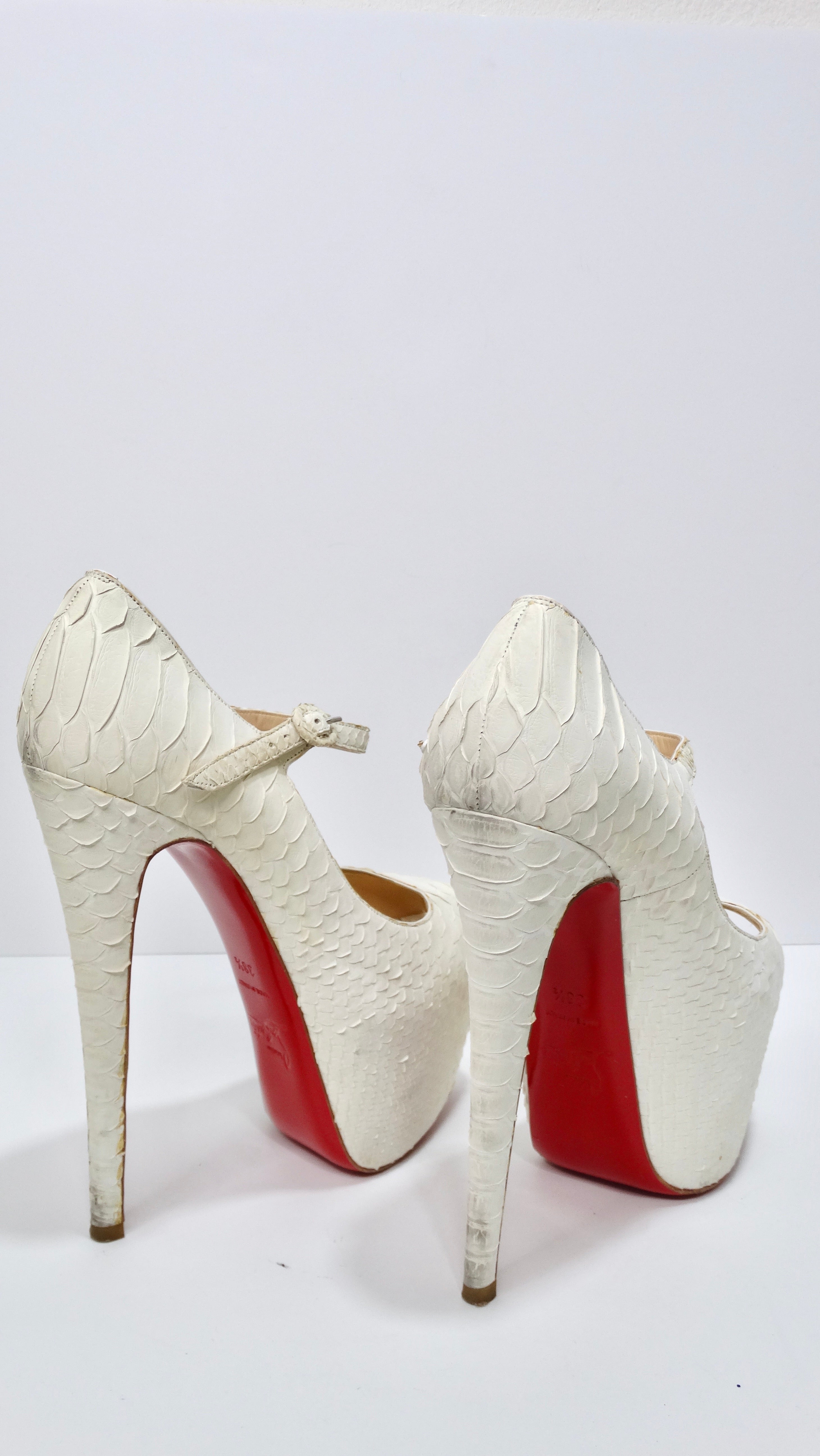 Christian Louboutin White Python Leather Platform Heels