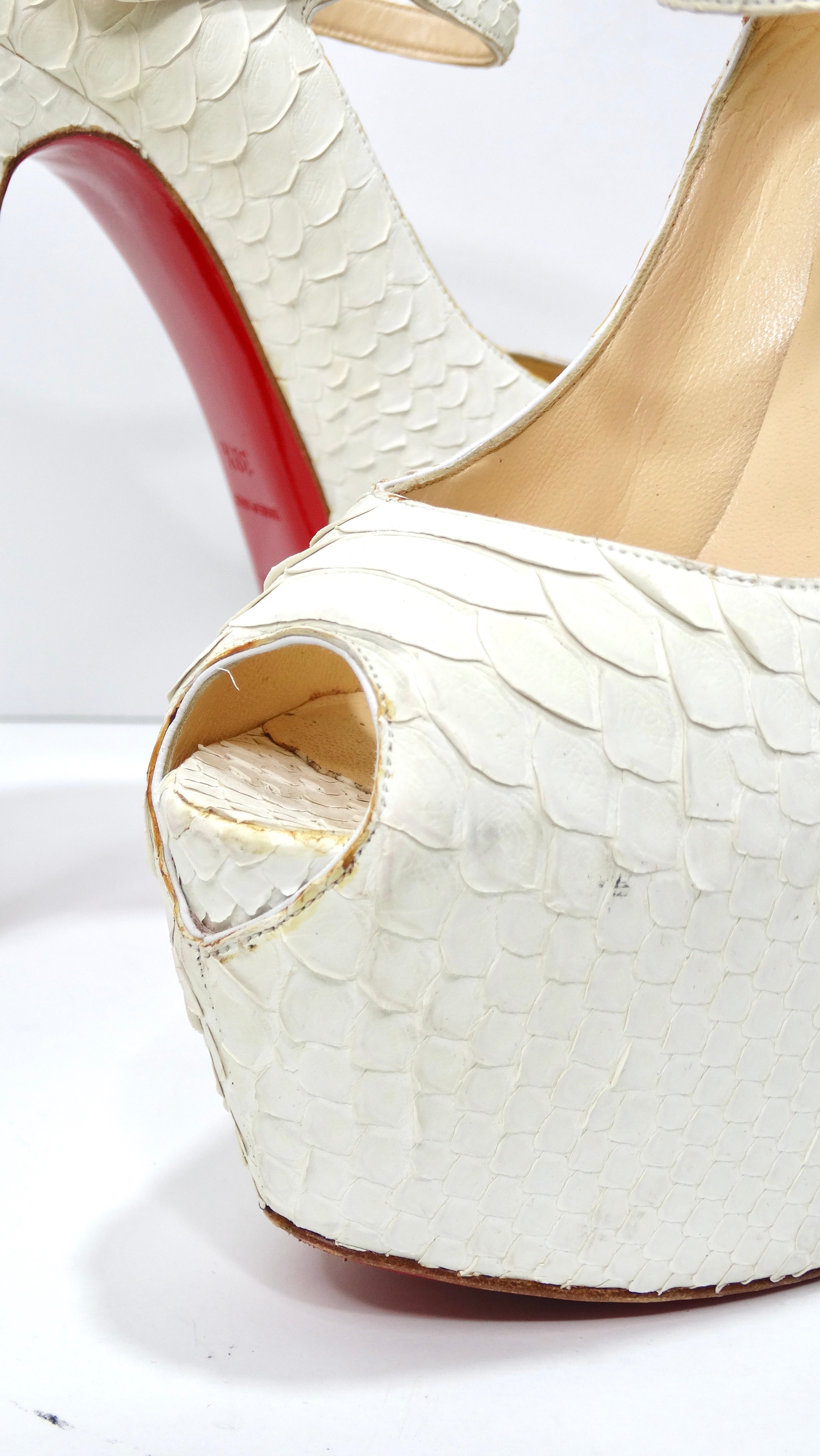 Christian Louboutin White Python Leather Platform Heels