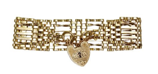 9ct Gold Antique Victorian Heart Padlock Bracelet