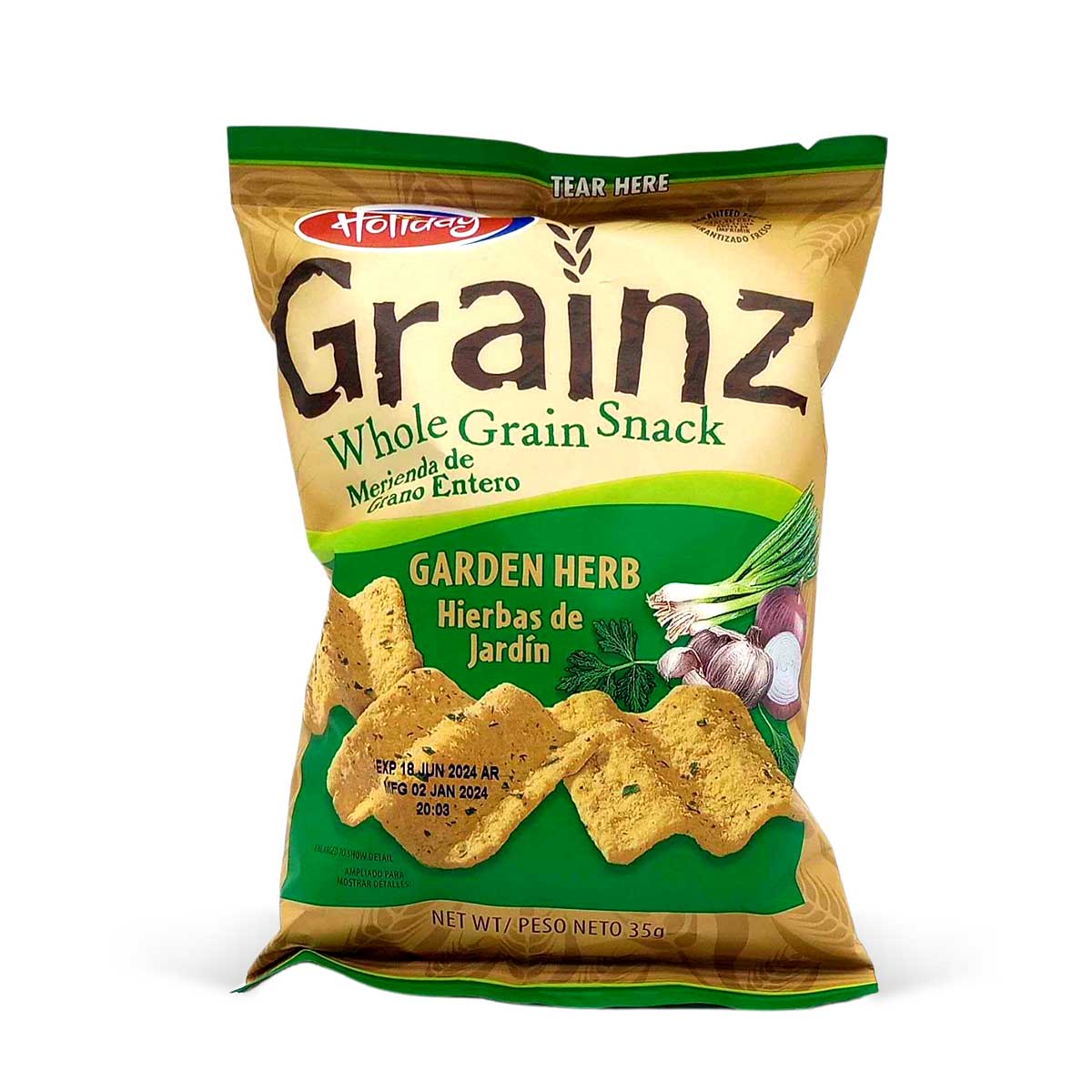 Holiday Grainz Whole Grain Snack Garden Herb, 35g (3 Pack)