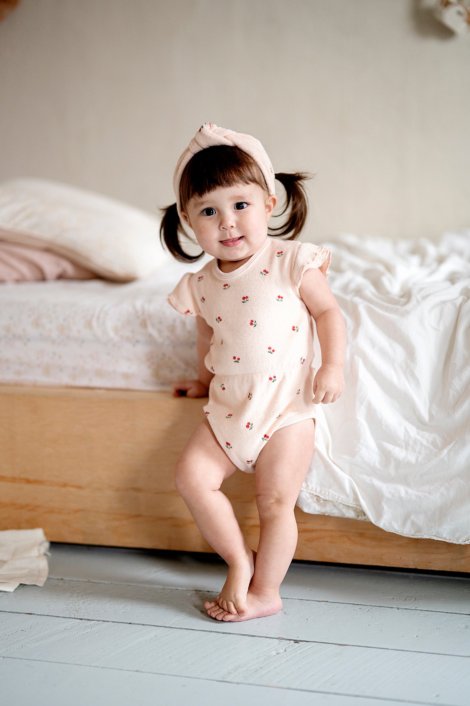 Terry/Ribbed Cotton - Cherry Collection - Ruffle Romper