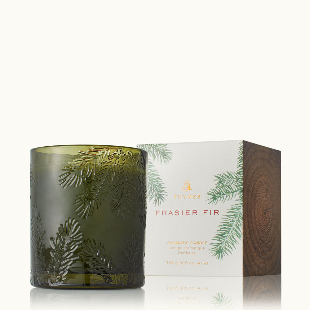 THYMES FRASIER FIR POURED CANDLE MOLDED GREEN GLASS