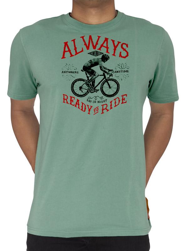 Always Ready to Ride Mens Green Cycling T-Shirt | Cycology USA