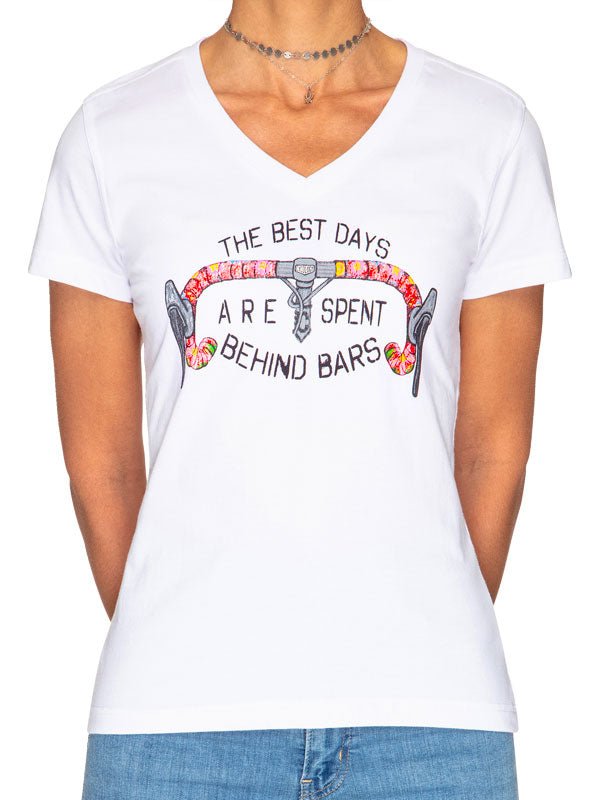 Best Days Behind Bars Women's White Cycling T shirt | Cycology USA
