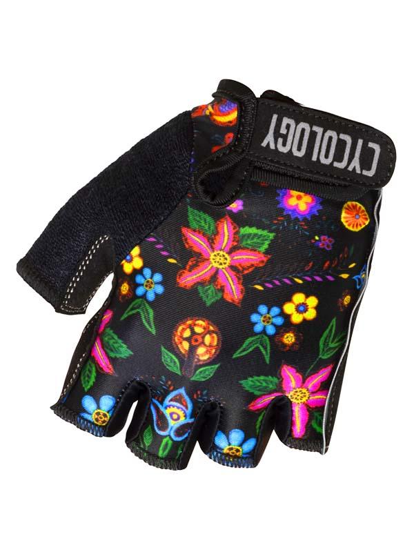 Frida Black Floral Cycling Gloves | Cycology USA