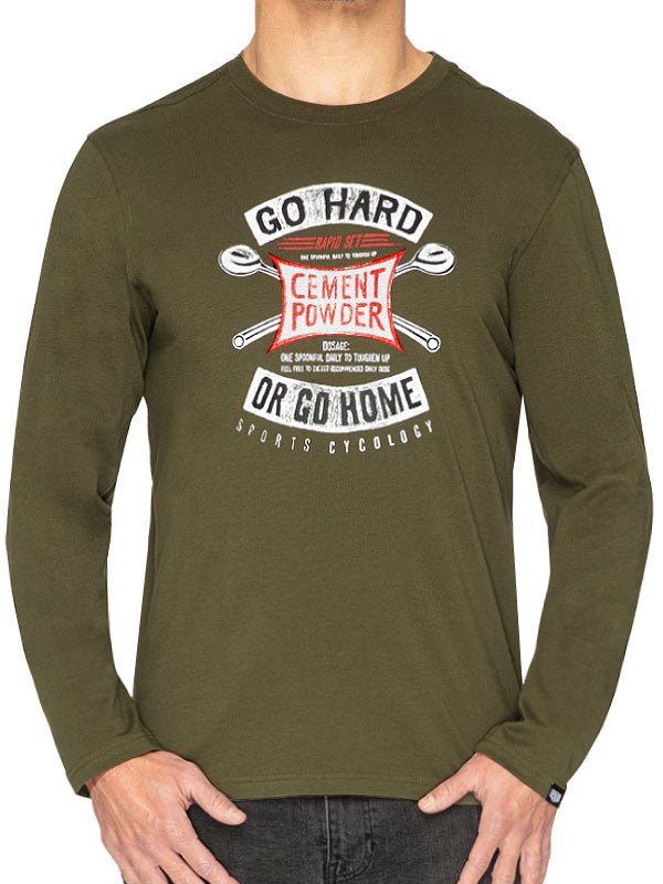 Go Hard Or Go Home Green Mens Long Sleeve T shirt | Cycology USA
