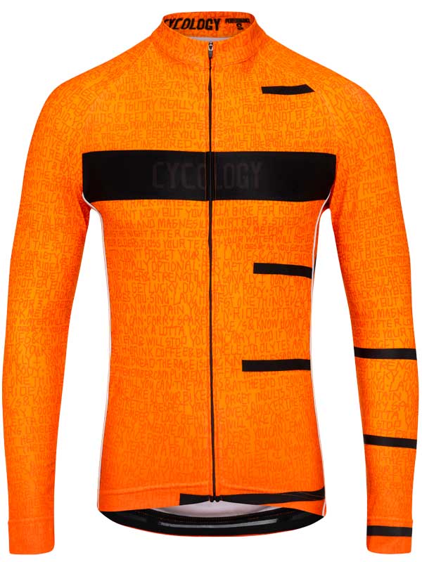 Inspire Mens Long Sleeve Orange Cycling Jersey | Cycology USA