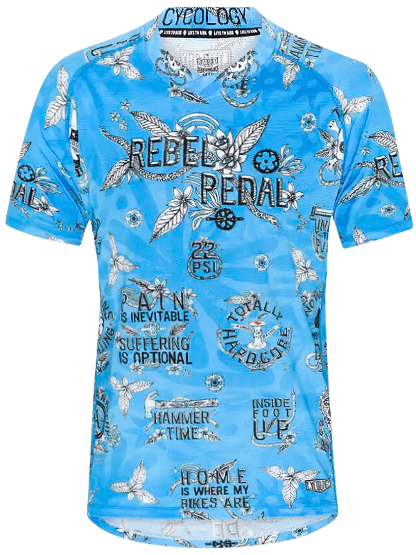 Rebel Pedal Blue Short Sleeve Men's MTB Jersey | Cycology US