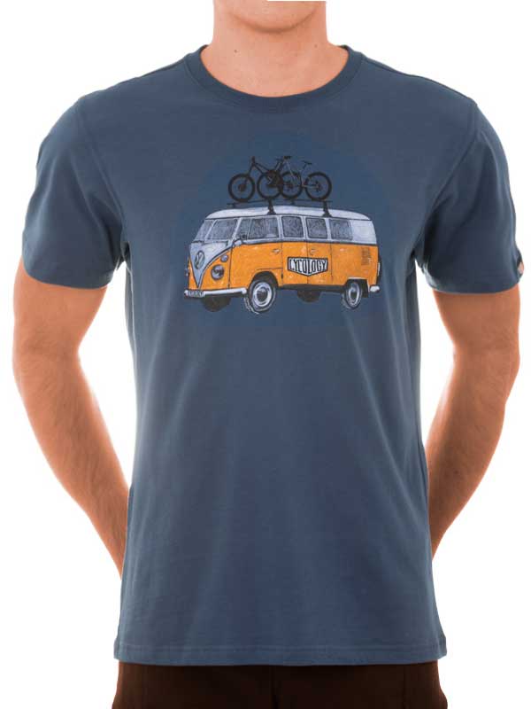 Road Trip MTB Mens Denim Cycling T-Shirt | Cycology USA