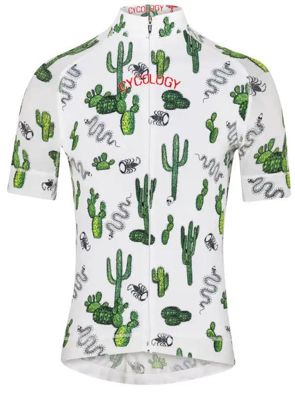 Totally Cactus Men's White Cycling Jersey | Cycology USA
