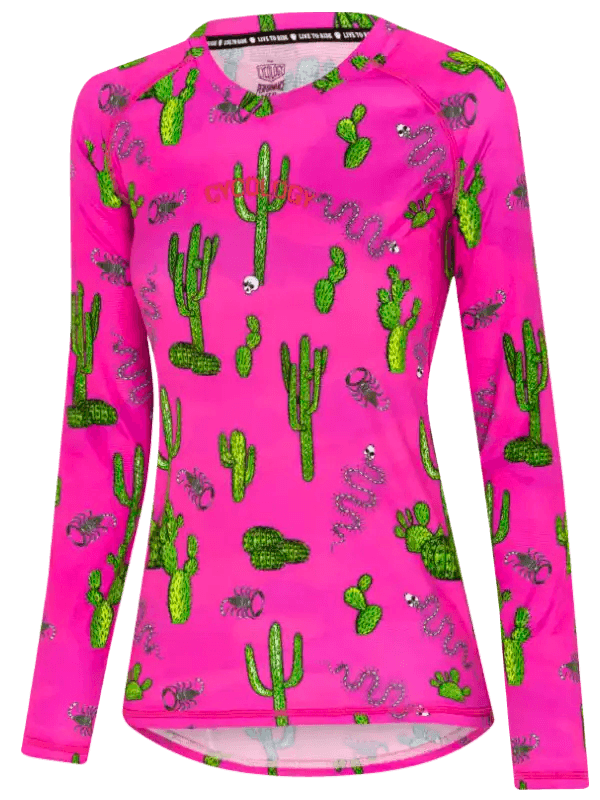 Totally Cactus Pink Women's Long Sleeve MTB Jersey | Cycology US