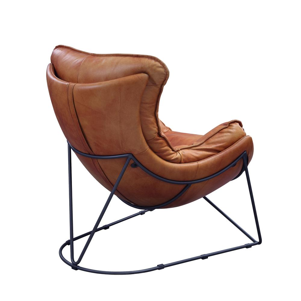 Thurshan Accent Chair, Aperol Top Grain Leather & Black Finish (59945)