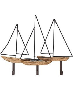 Euro Coastal Rustic Sailboat Wall Rack