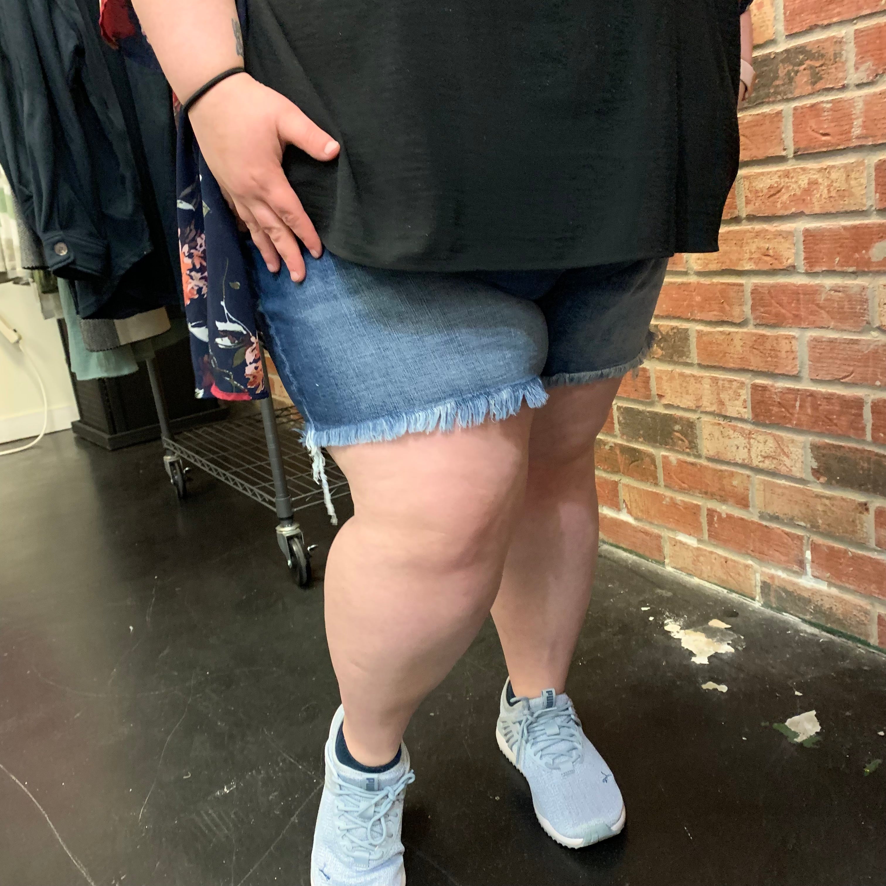 Blue Jean Cut Off Shorts Frayed Hemline