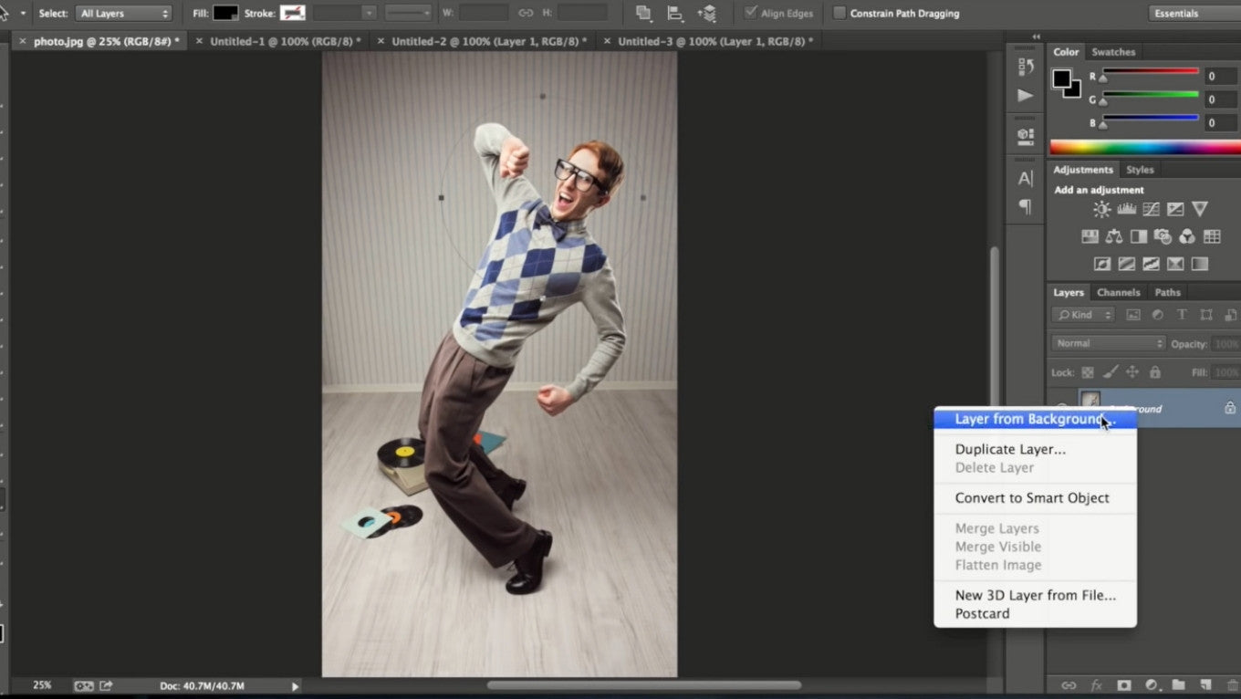 tutorial of cropping circle in Photoshop