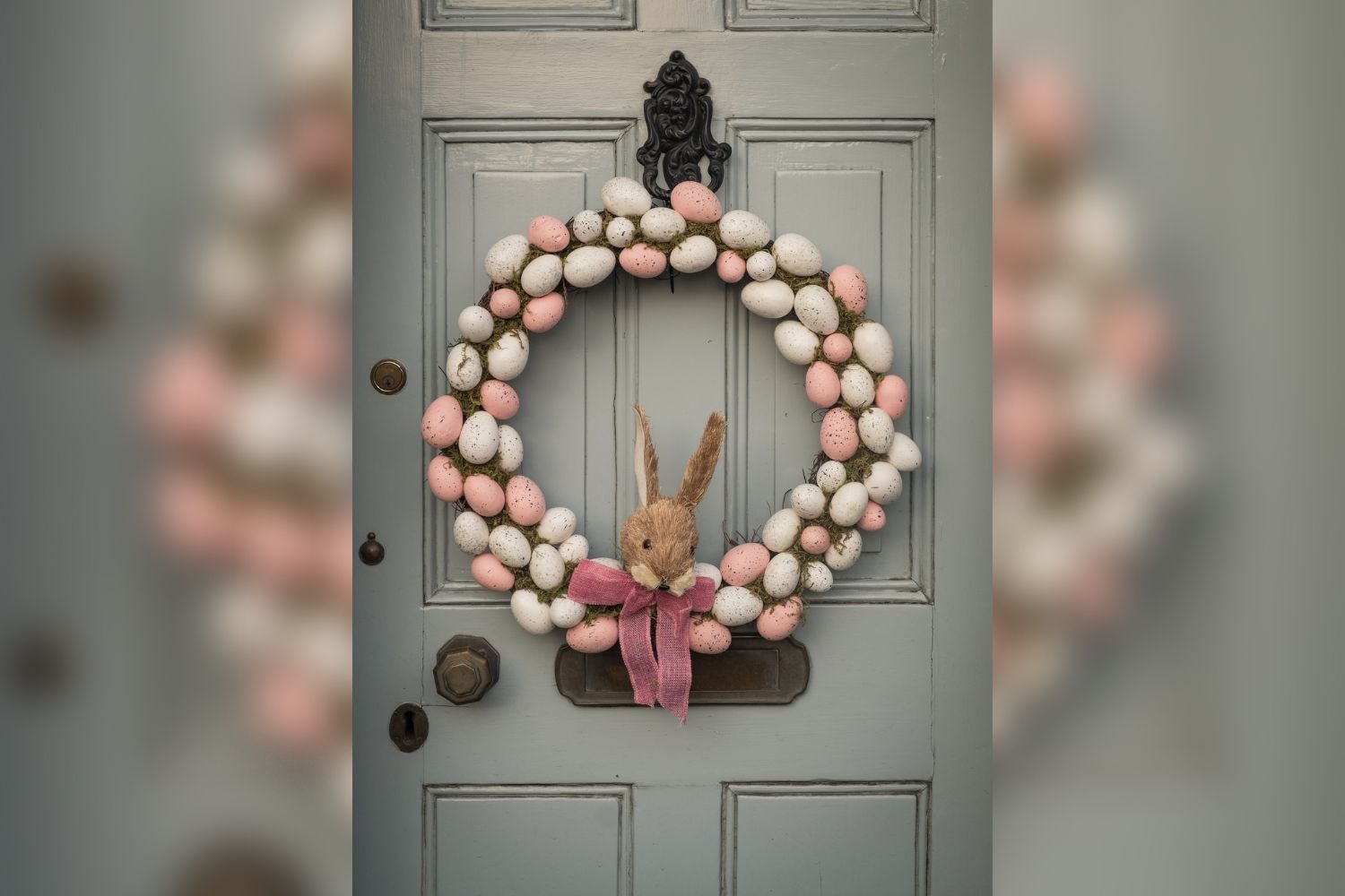 Easter egg garland on the door