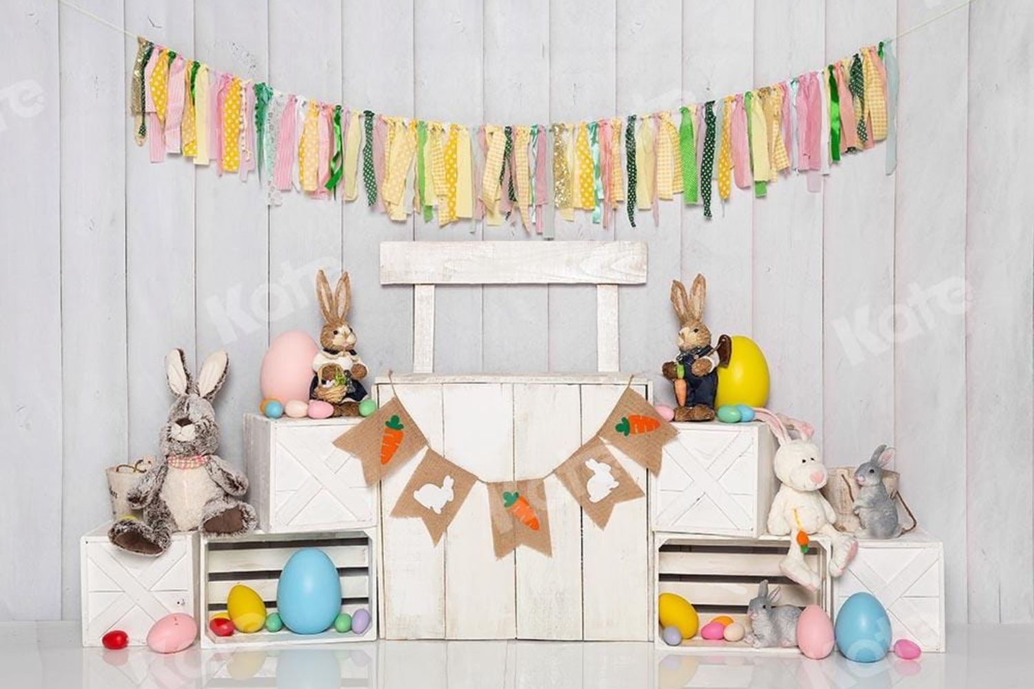 Kate White Easter Bunny Egg Stand Backdrop Designed by Emetselch  