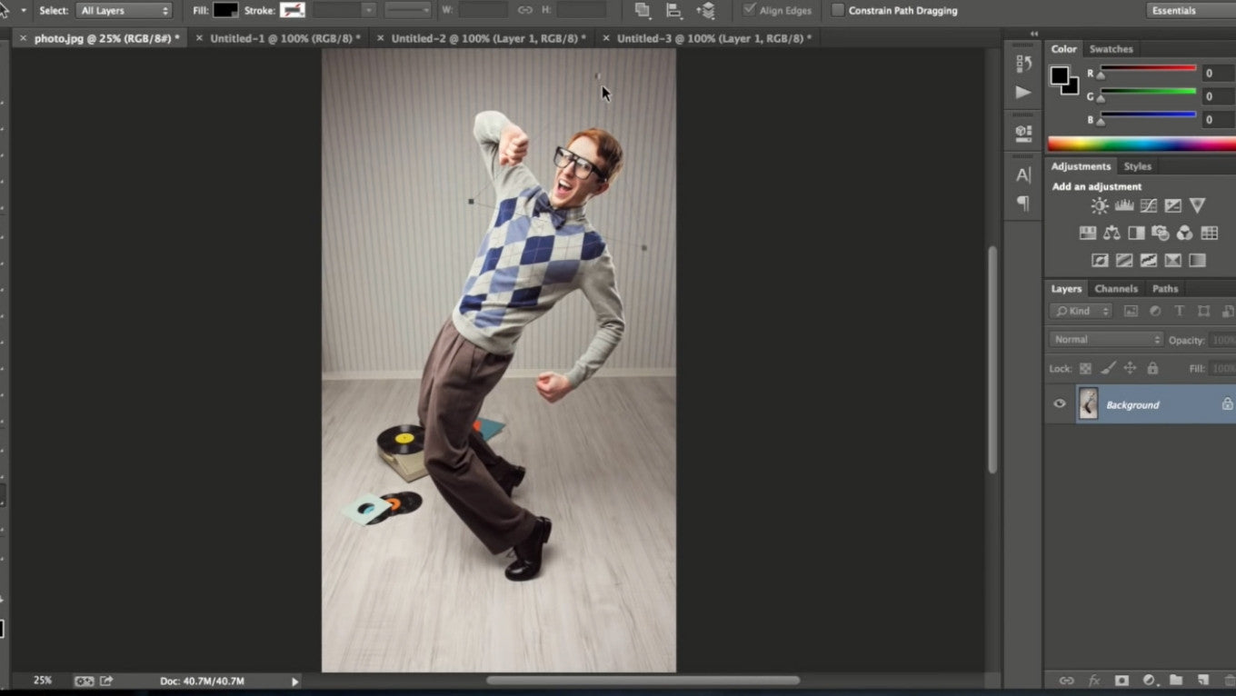 tutorial of cropping triangle shape in Photoshop