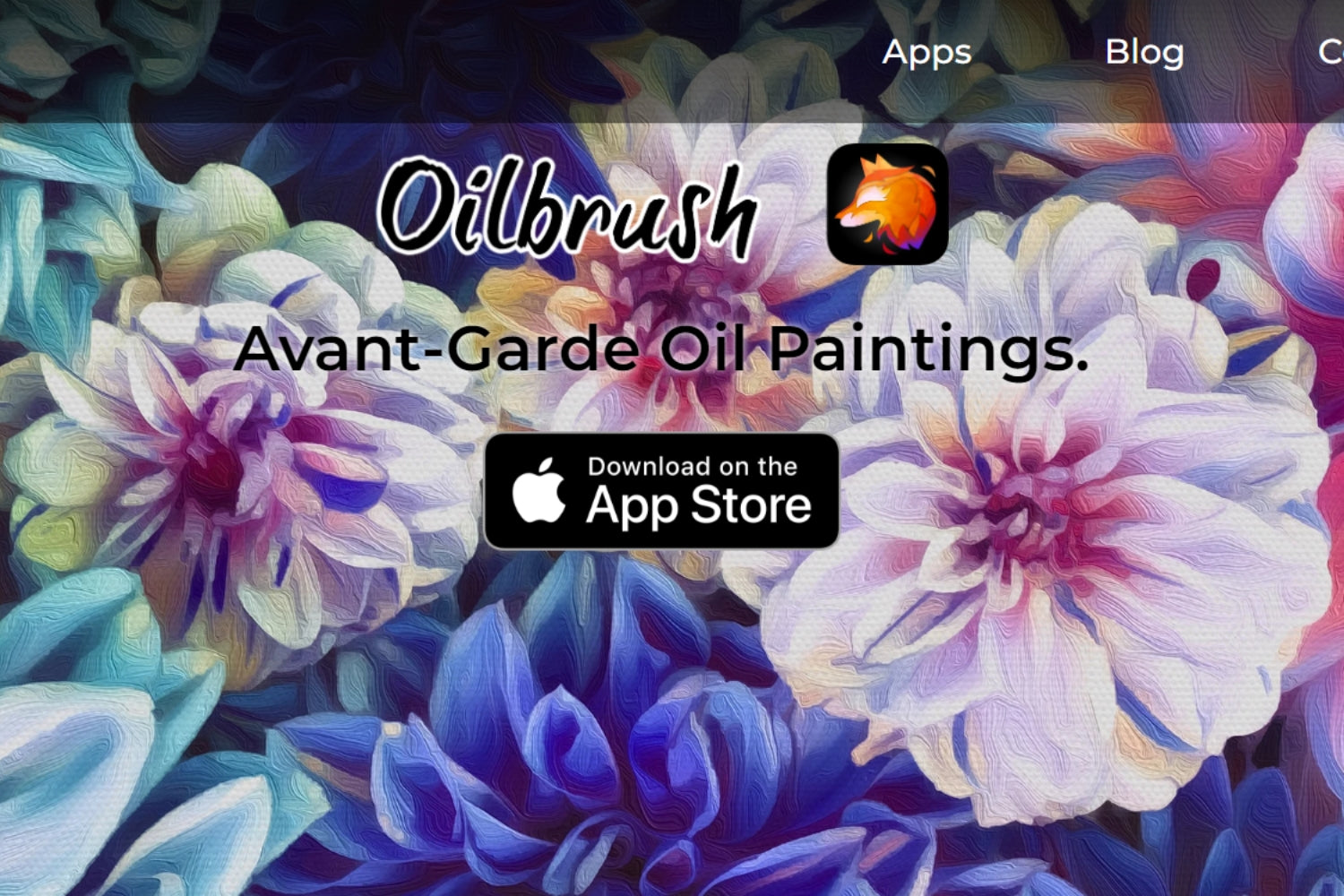 The interface of Oil brush App website