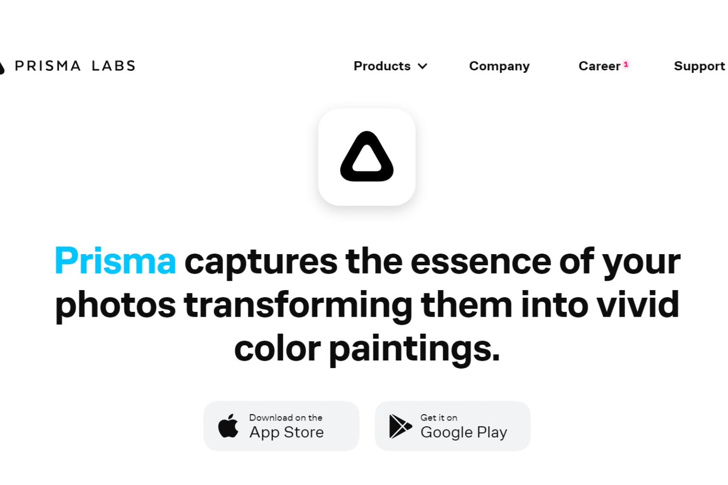 The interface of prisma-ai website