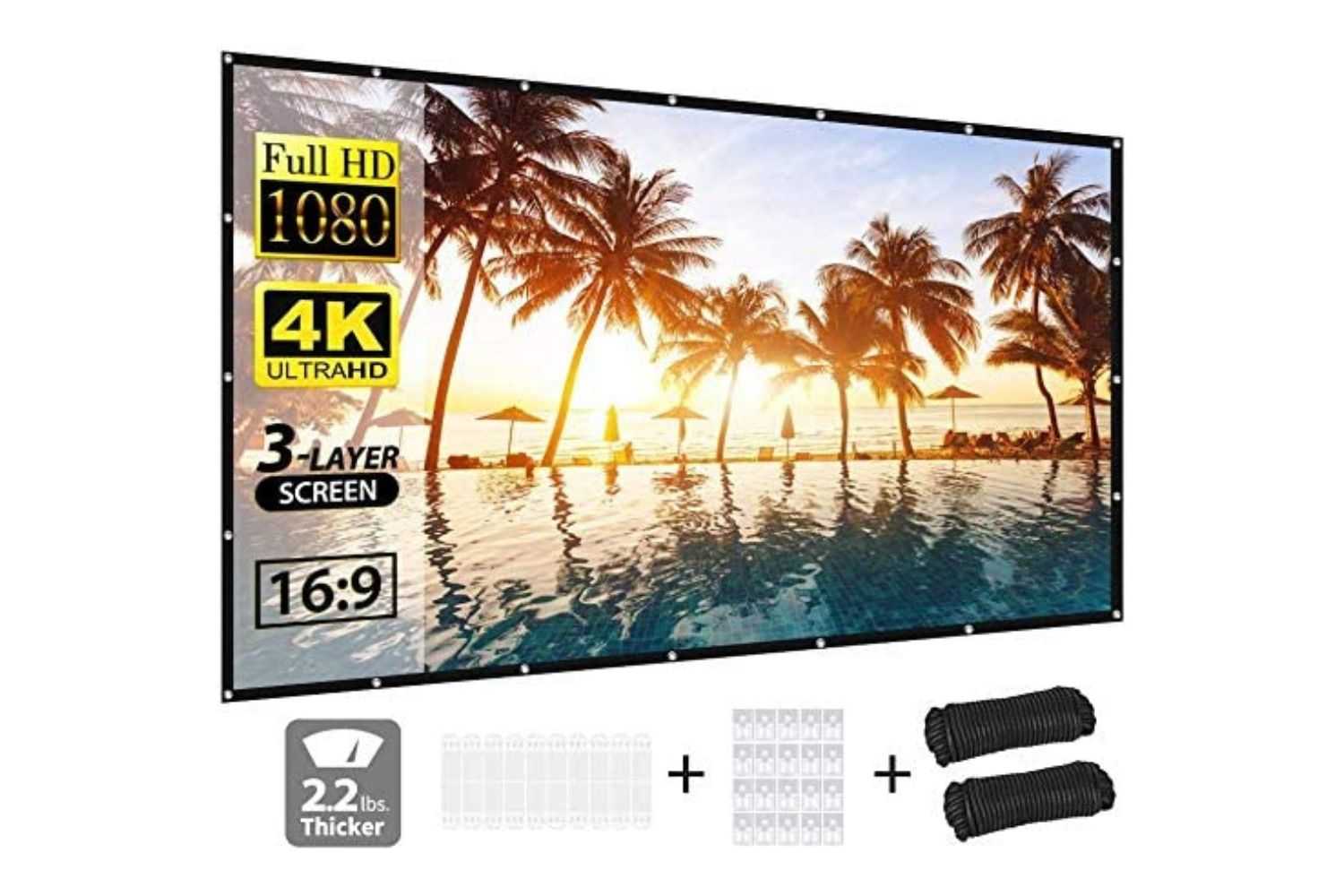 Vamvo 100 inch Portable Foldable Projection Screen