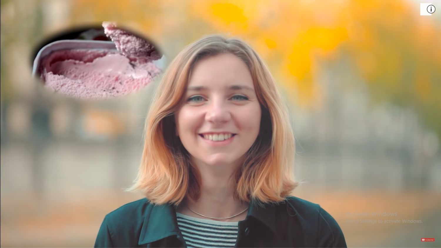 girl thinking happy things before taking photo