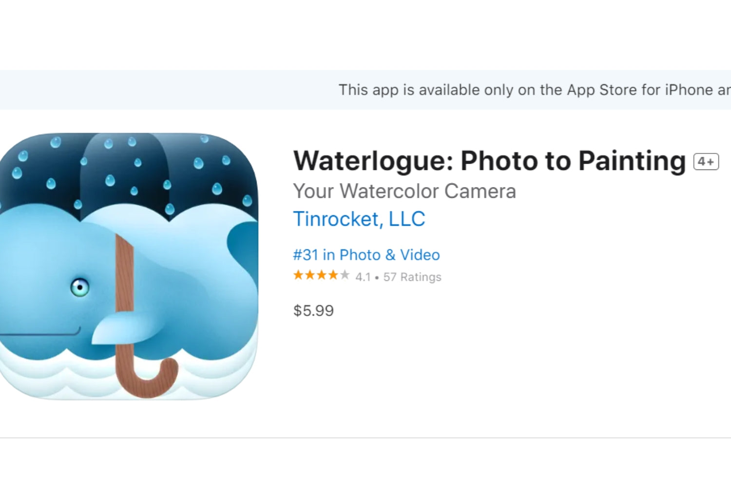 The interface of Waterlogue website