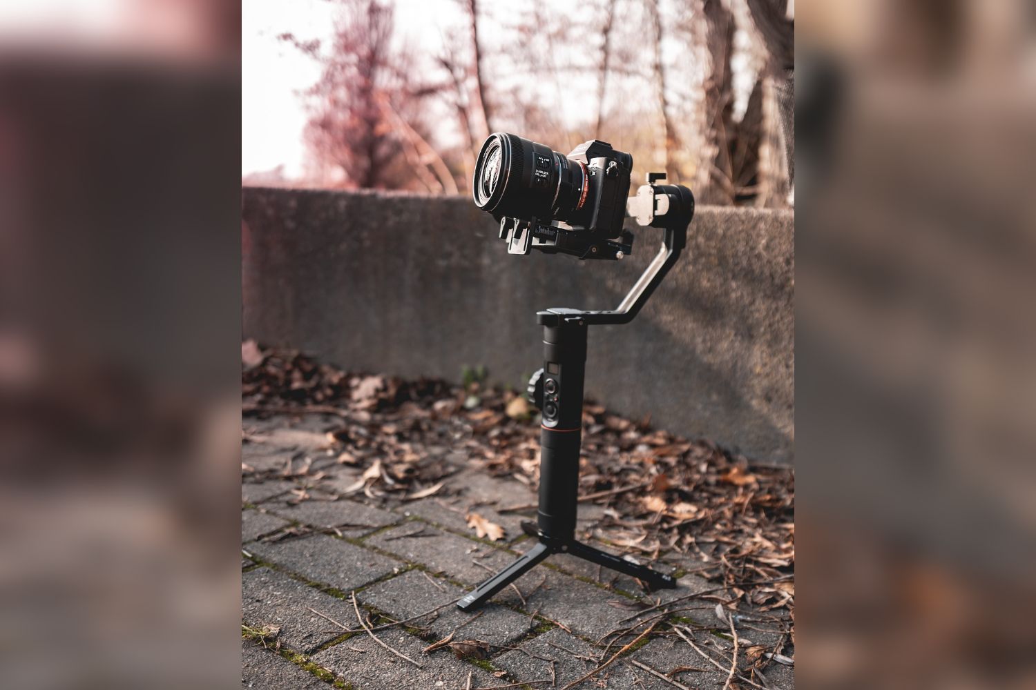 camera on gimbal places in the outside