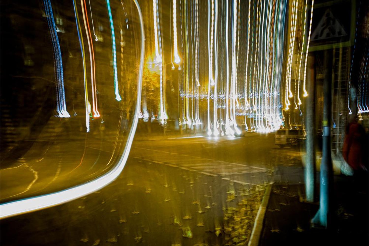 bokeh verlichting sporen op de straat