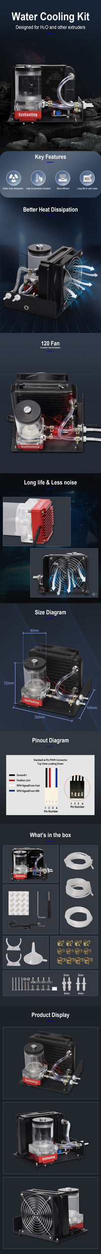 BIQU H2O Extruder / Water Cooling Kit for 3D Printer