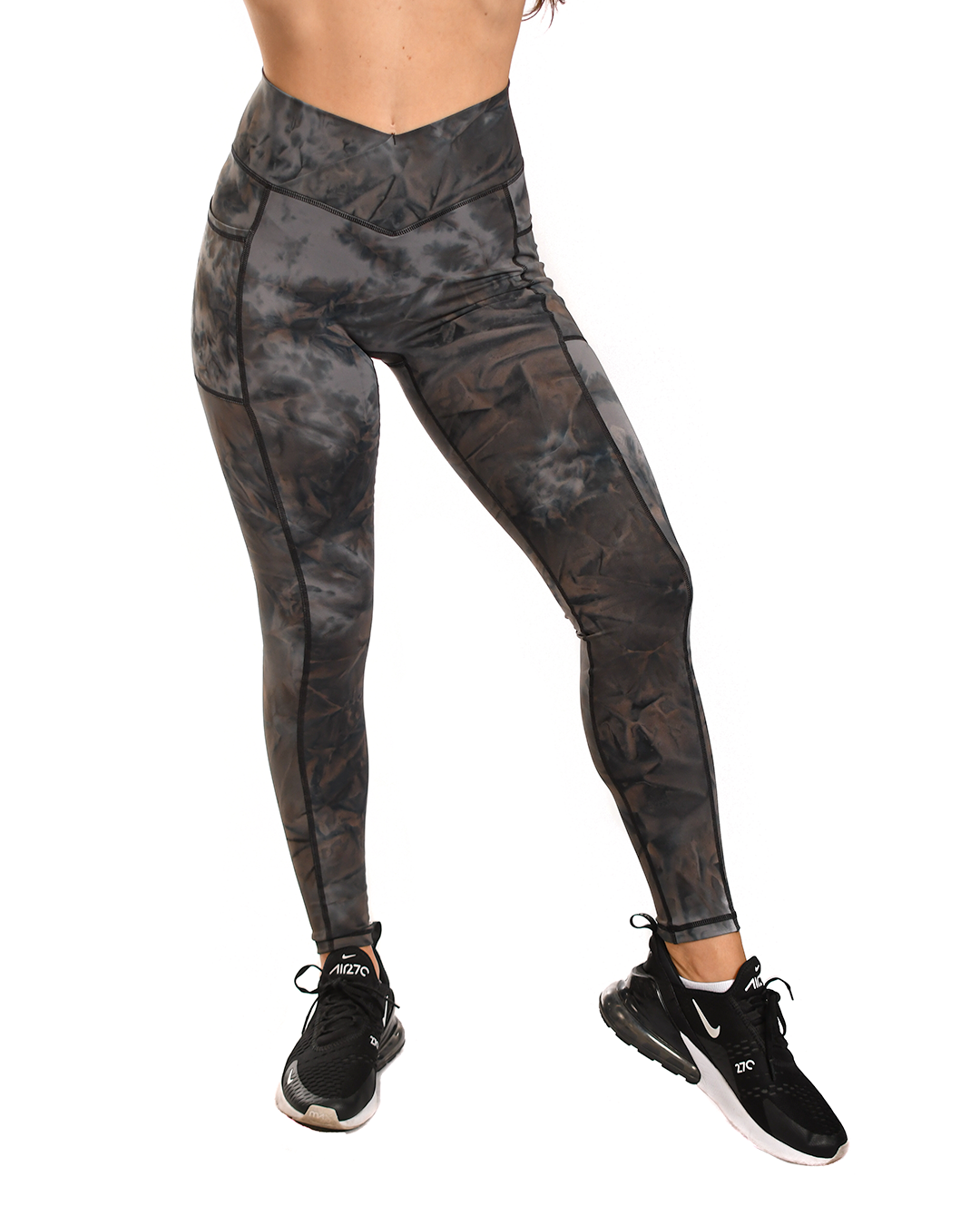  Effortless Vortex Pocket Leggings - Black Tie Dye 