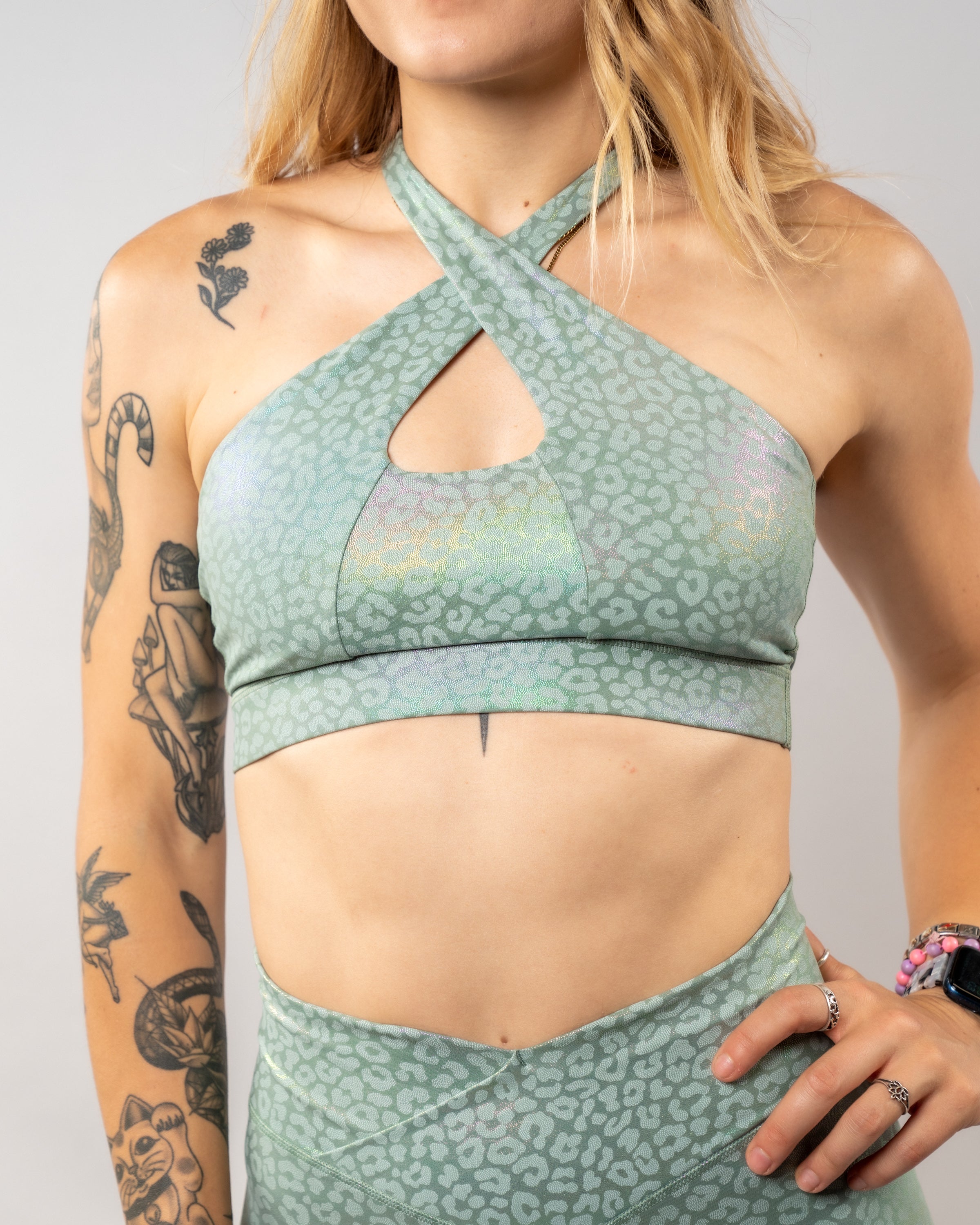  Allure Sports Bra - Green Iridescent Leopard 